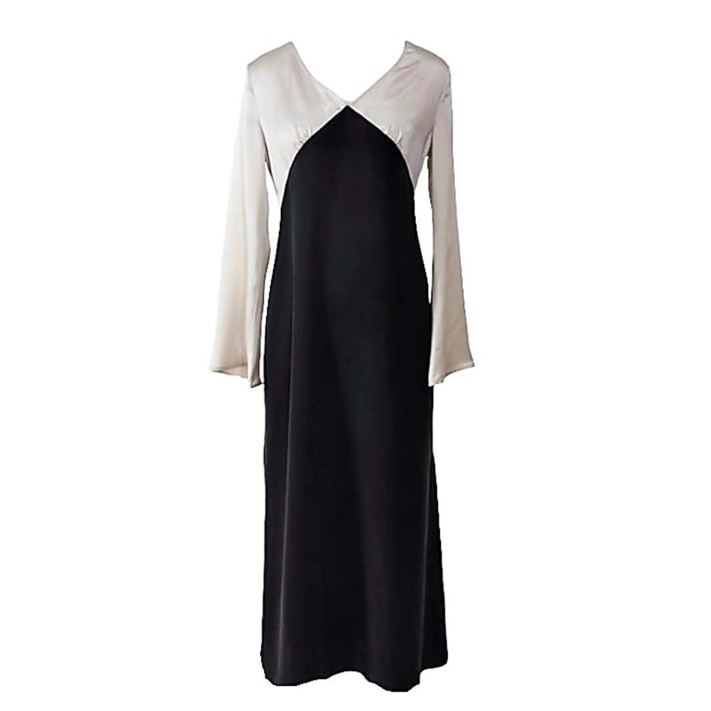 Anaphe Mood Bias Cut Dress Black Sand 100% Silk Midi XS NWT